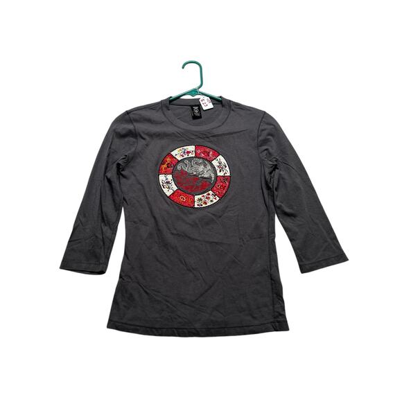 Lucky Brand Tops - Y2K Lucky Brand women t-shirt XS embroidered design china grunge peace an love